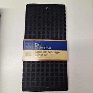Dish Drying Mat 12 x 18 Kitchen Black Basic Glasses Pans Hand Wash Dorm